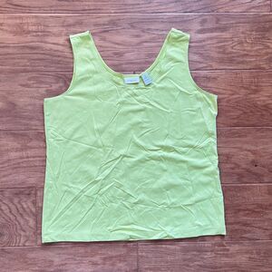 Chico’s Microfeel Timeless Scoop Neck Layering Tank Top Size 2 (L/12) Lime Green